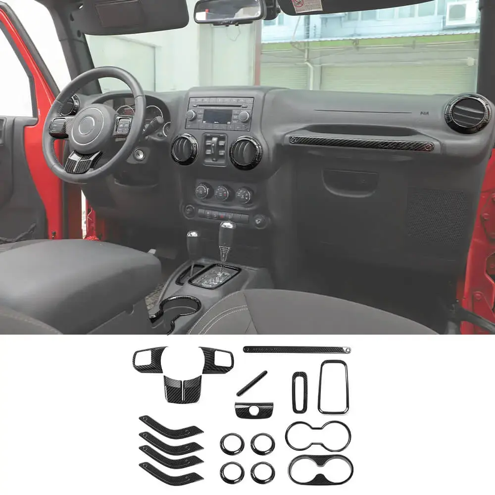 For 2011–2018 Jeep Wrangler JKU 4-Door 18PCS Interior Trim Kit – Dashboard & Center Console Decoration Cover - Image 18