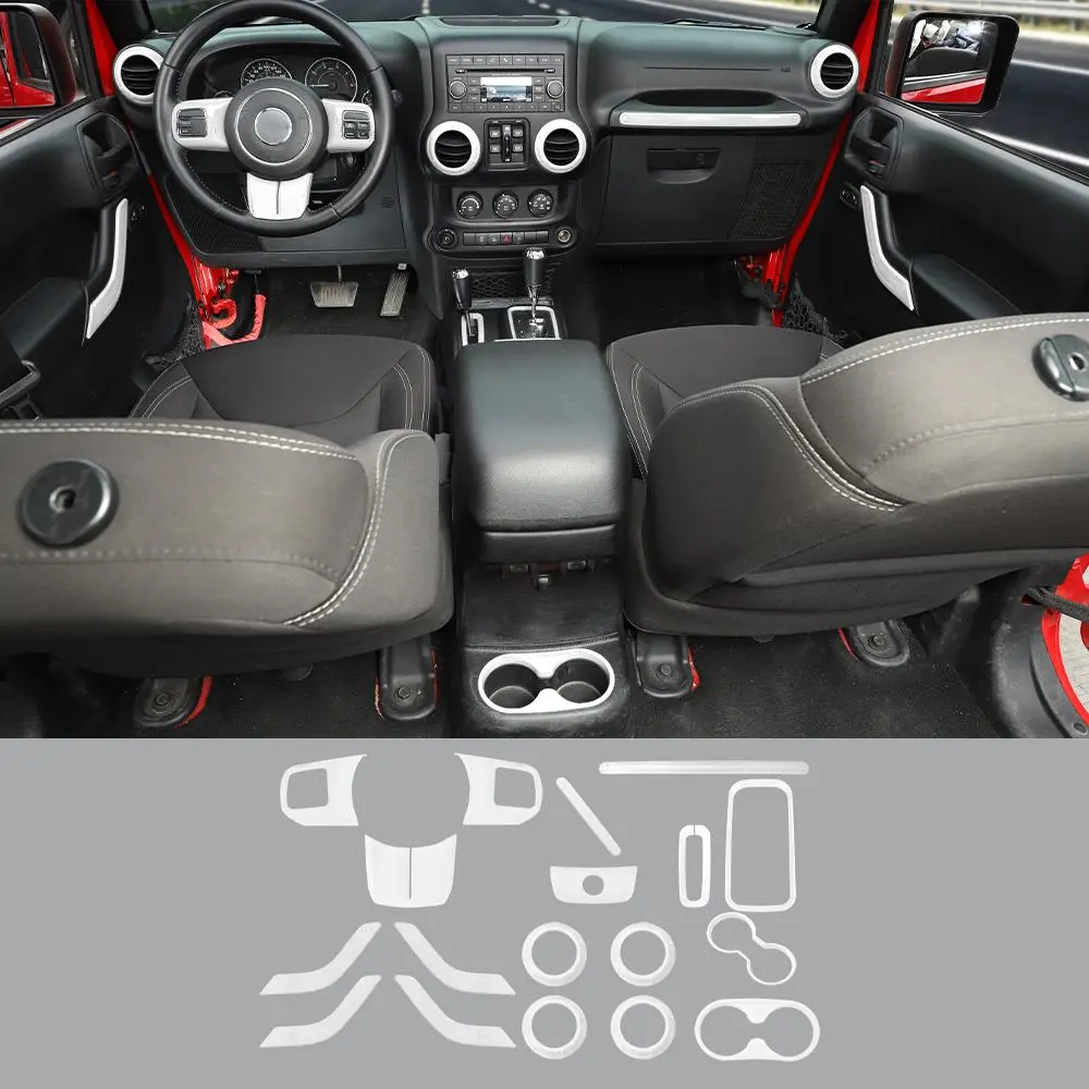 For 2011–2018 Jeep Wrangler JKU 4-Door 18PCS Interior Trim Kit – Dashboard & Center Console Decoration Cover - Image 19