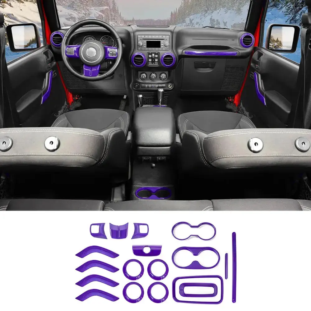 For 2011–2018 Jeep Wrangler JKU 4-Door 18PCS Interior Trim Kit – Dashboard & Center Console Decoration Cover - Image 20