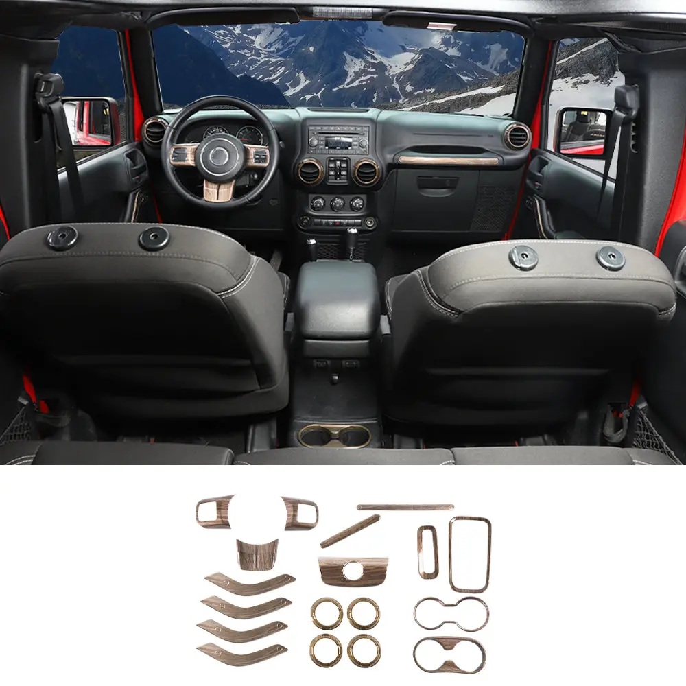 For 2011–2018 Jeep Wrangler JKU 4-Door 18PCS Interior Trim Kit – Dashboard & Center Console Decoration Cover - Image 22