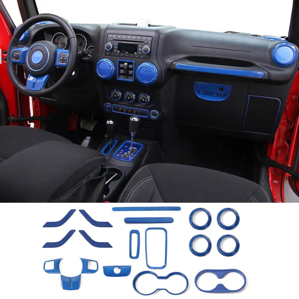 For 2011–2018 Jeep Wrangler JKU 4-Door 18PCS Interior Trim Kit – Dashboard & Center Console Decoration Cover - Image 23