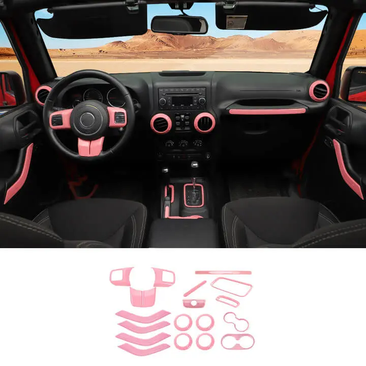 For 2011–2018 Jeep Wrangler JKU 4-Door 18PCS Interior Trim Kit – Dashboard & Center Console Decoration Cover - Image 24