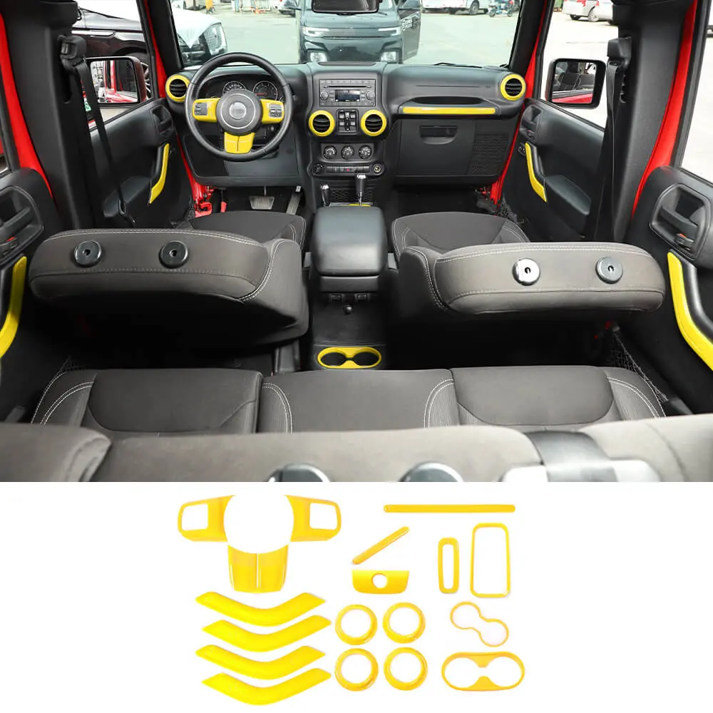 For 2011–2018 Jeep Wrangler JKU 4-Door 18PCS Interior Trim Kit – Dashboard & Center Console Decoration Cover - Image 26