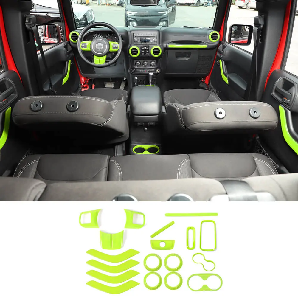 For 2011–2018 Jeep Wrangler JKU 4-Door 18PCS Interior Trim Kit – Dashboard & Center Console Decoration Cover - Image 27