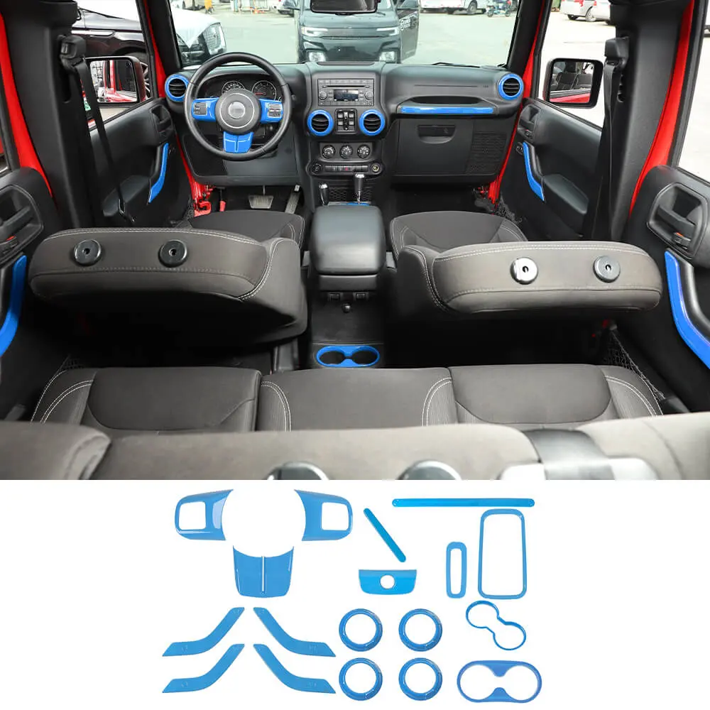 For 2011–2018 Jeep Wrangler JKU 4-Door 18PCS Interior Trim Kit – Dashboard & Center Console Decoration Cover - Image 28