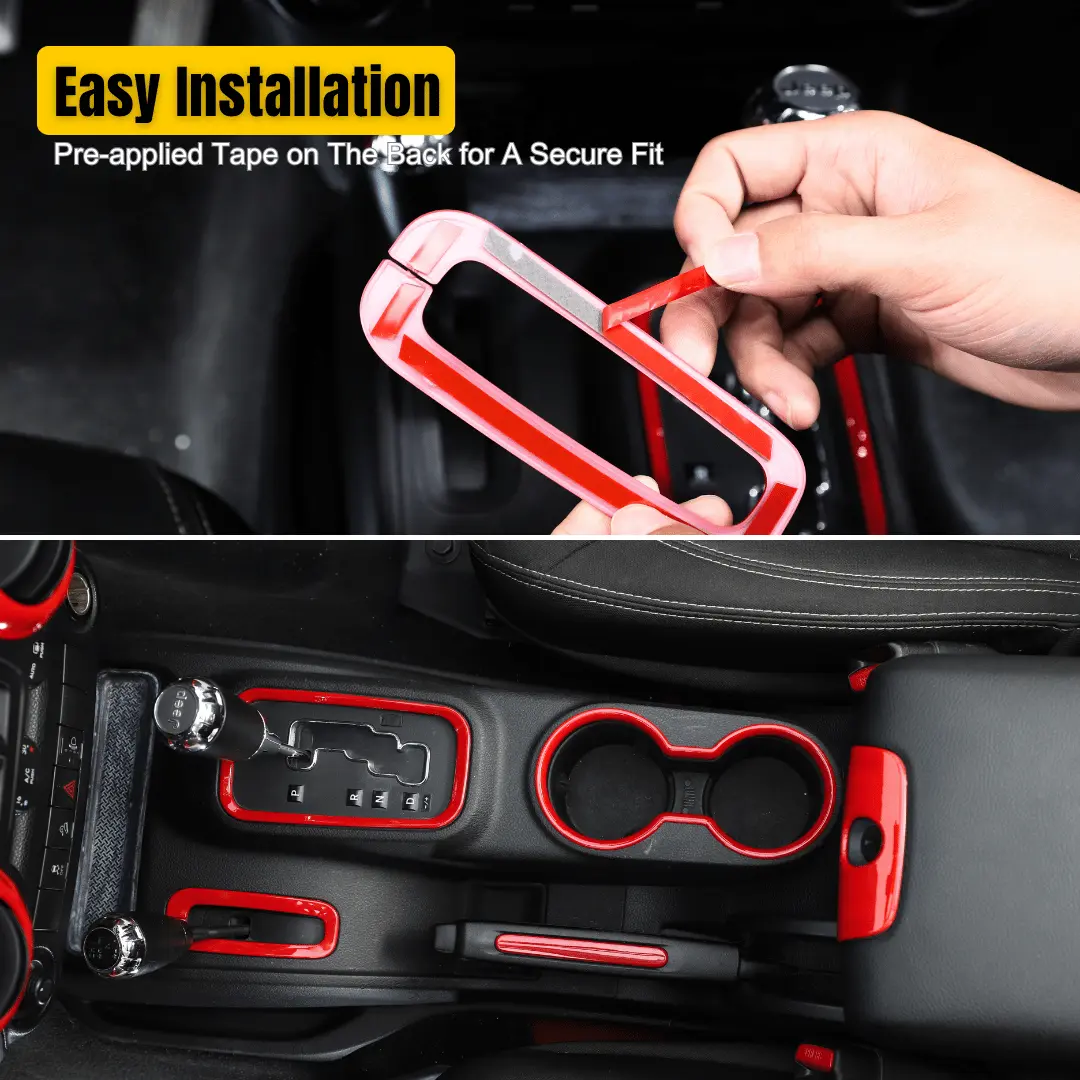 For 2011–2018 Jeep Wrangler JKU 4-Door 18PCS Interior Trim Kit – Dashboard & Center Console Decoration Cover - Image 4