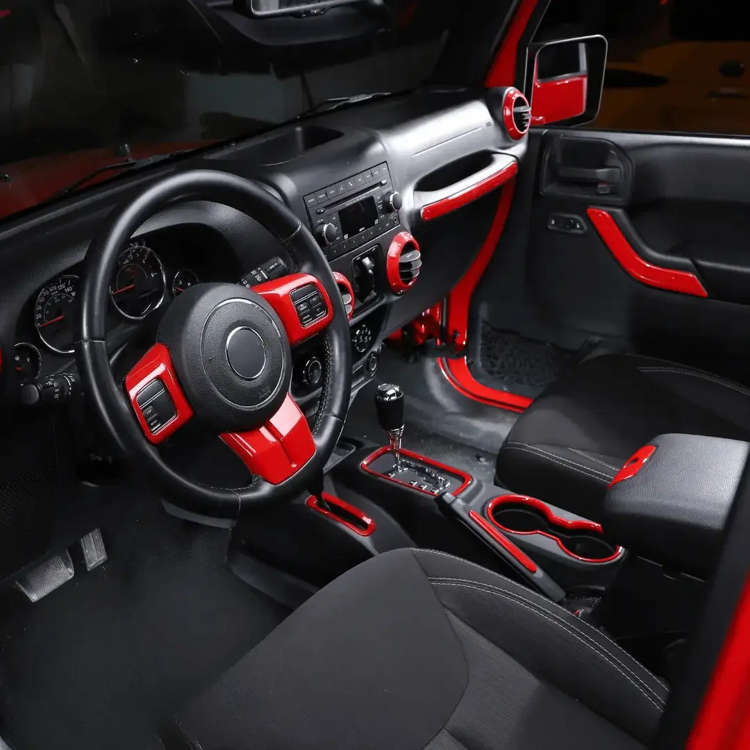 For 2011–2018 Jeep Wrangler JKU 4-Door 18PCS Interior Trim Kit – Dashboard & Center Console Decoration Cover - Image 5