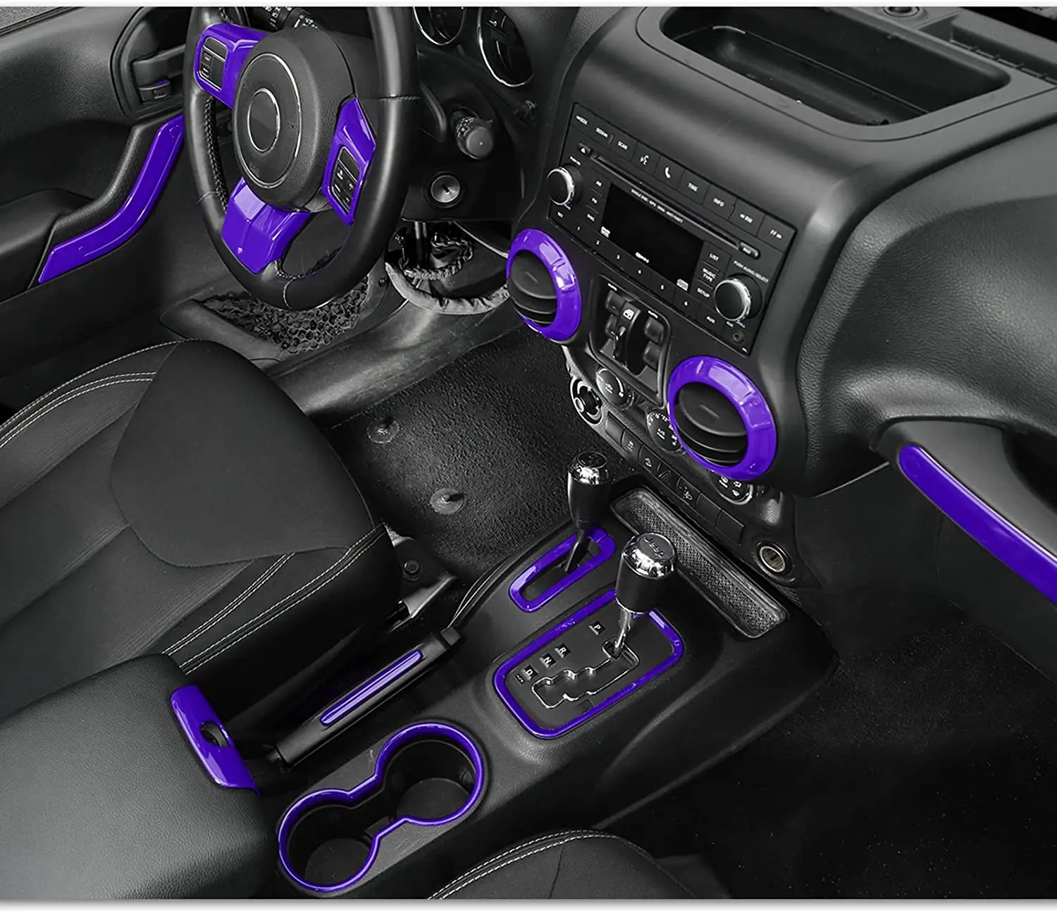 For 2011–2018 Jeep Wrangler JKU 4-Door 18PCS Interior Trim Kit – Dashboard & Center Console Decoration Cover - Image 8