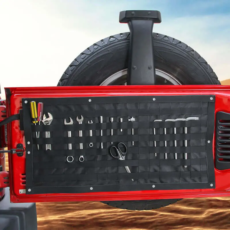 For 2007+ Jeep Wrangler TJ JK JKU JL JLU Black Car Trunk Saddlebag Tool Organizer Tail Door Storage Bag - Image 3