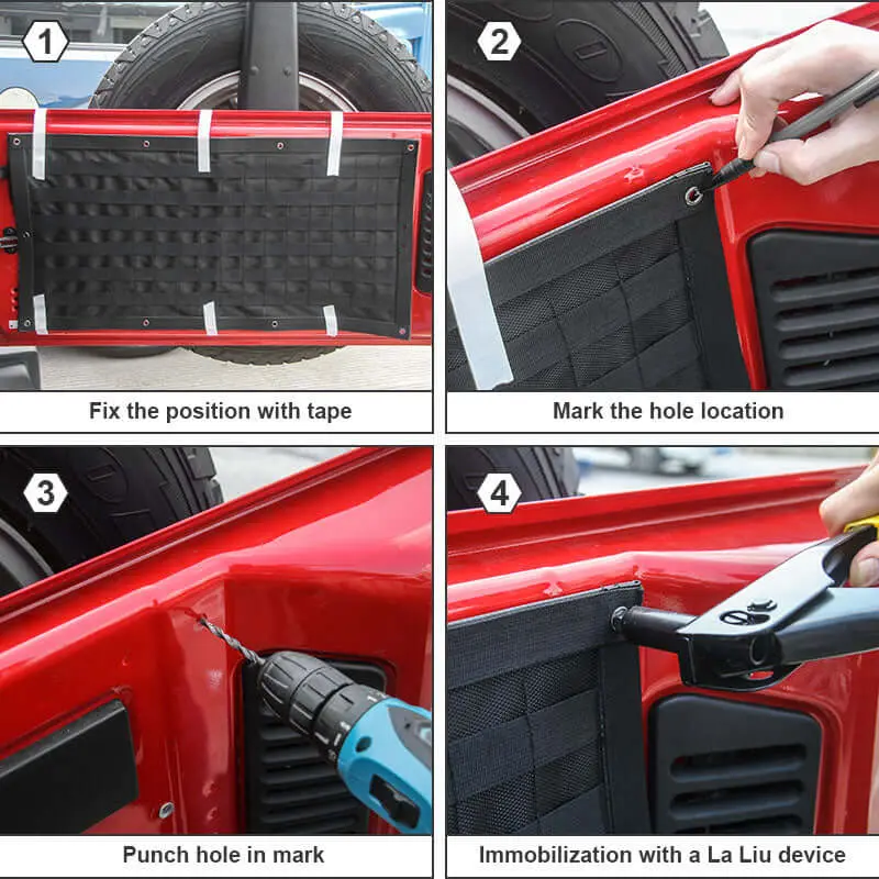 For 2007+ Jeep Wrangler TJ JK JKU JL JLU Black Car Trunk Saddlebag Tool Organizer Tail Door Storage Bag - Image 4