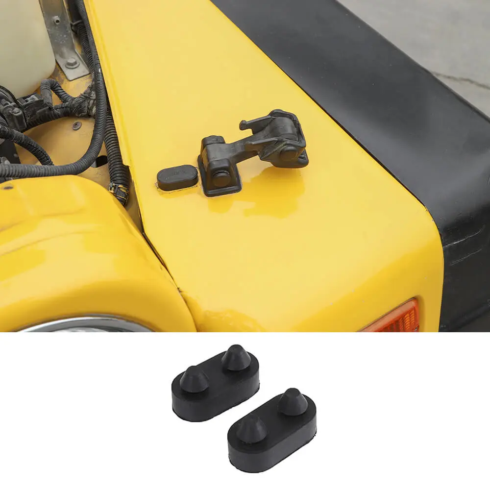 For 1997-2006 Jeep Wrangler TJ 2×Black Engine Hood Rubber Plug Pad Cover
