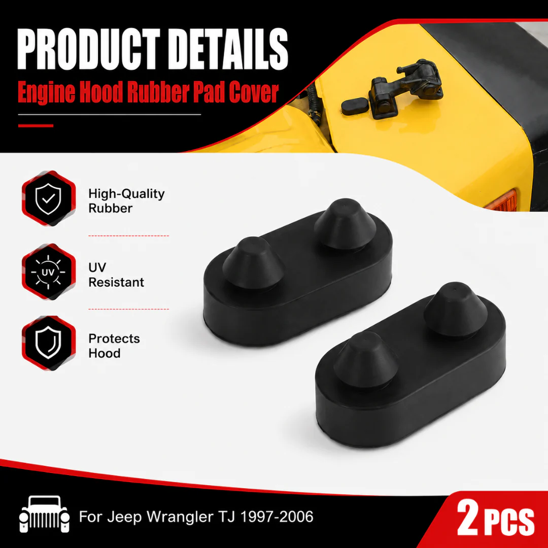 For 1997-2006 Jeep Wrangler TJ 2×Black Engine Hood Rubber Plug Pad Cover - Image 2