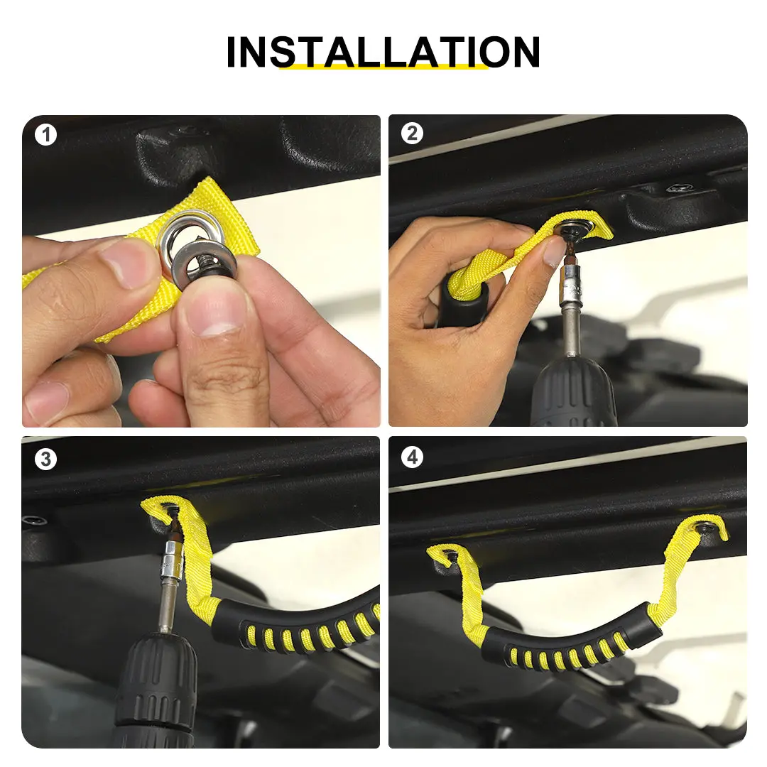 For 2018+ Jeep Wrangler JL &Gladiatar JT 2-in-1 Roll Bar Grab Handles Paracord Grip Handle 4Pcs - Image 6