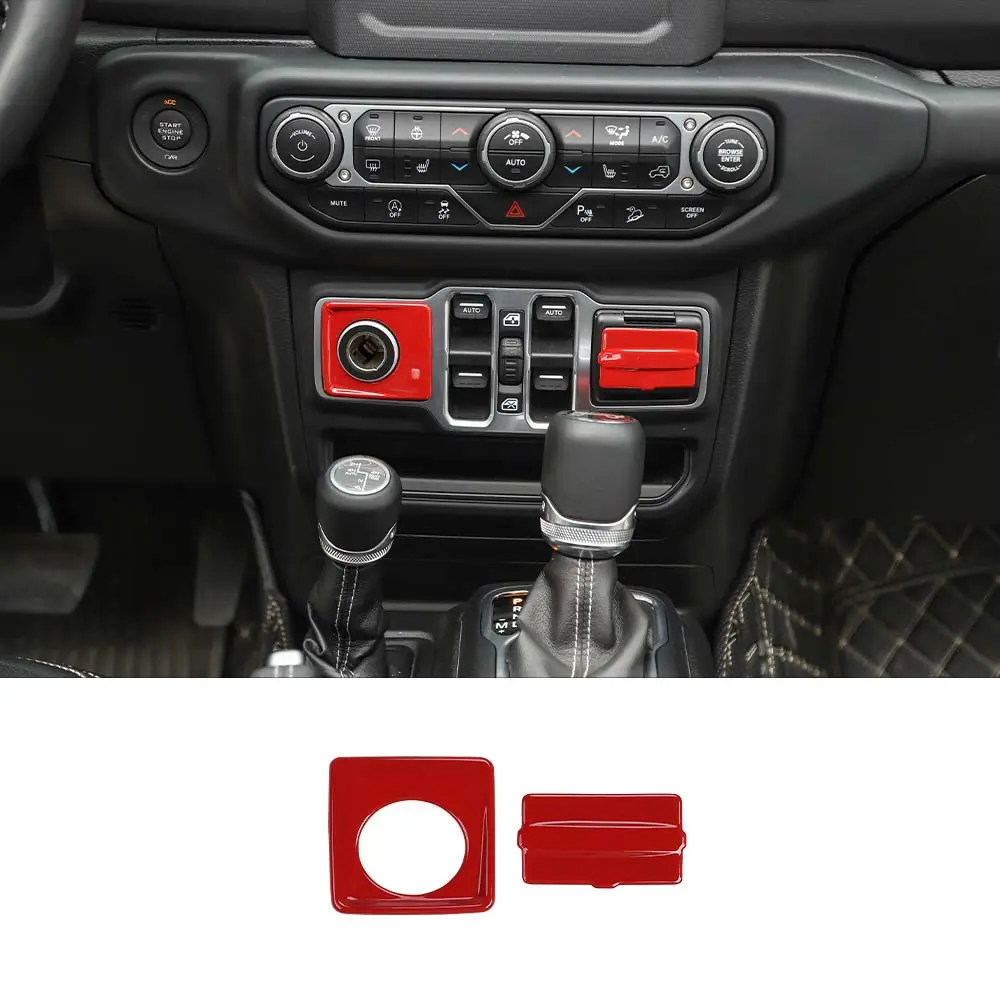 For 2018+ Jeep Wrangler JL & Gladiator JT 2 x Cigarette Lighter & USB Socket Trim ABS - Image 17