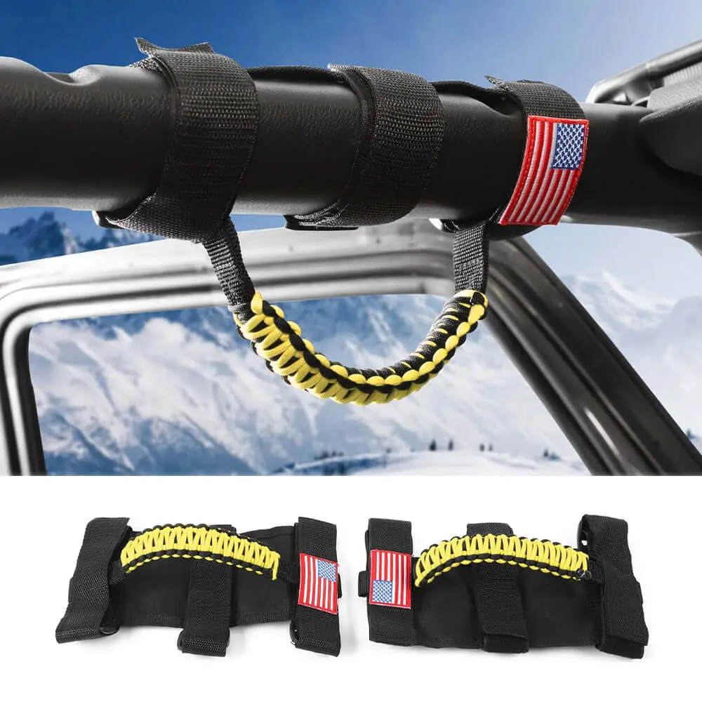 For Jeep Wrangler TJ JK JL & Gladiator JT 2 x Roll Bar Grab Handles Paracord Grip American Flag - Image 16