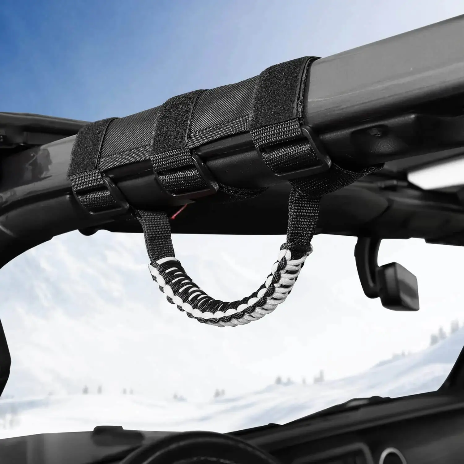 For Jeep Wrangler TJ JK JL & Gladiator JT 2 x Roll Bar Grab Handles Paracord Grip American Flag - Image 3