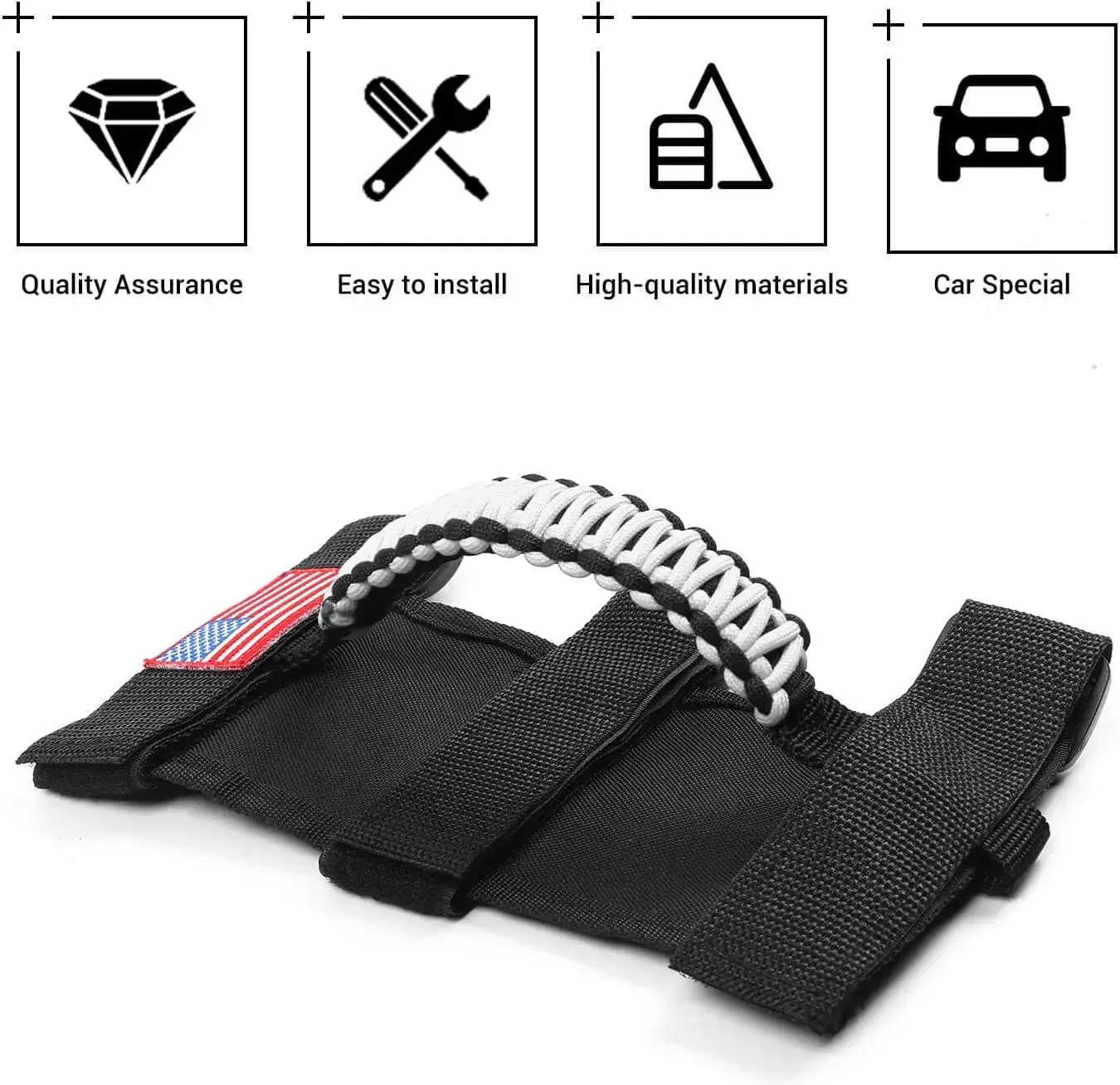 For Jeep Wrangler TJ JK JL & Gladiator JT 2 x Roll Bar Grab Handles Paracord Grip American Flag - Image 6