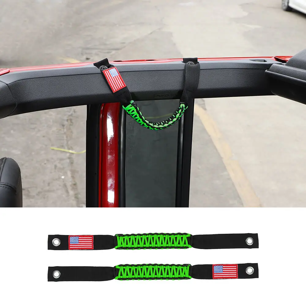 For 2024+ Jeep Wrangler JL/Gladiator JT 2 x Roll Bar Roof Top Paracord Grab Handles Grip US Flag - Image 19