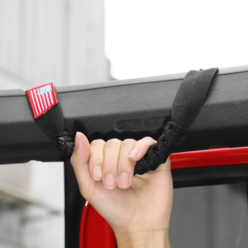 For 2024+ Jeep Wrangler JL/Gladiator JT 2 x Roll Bar Roof Top Paracord Grab Handles Grip US Flag - Image 3