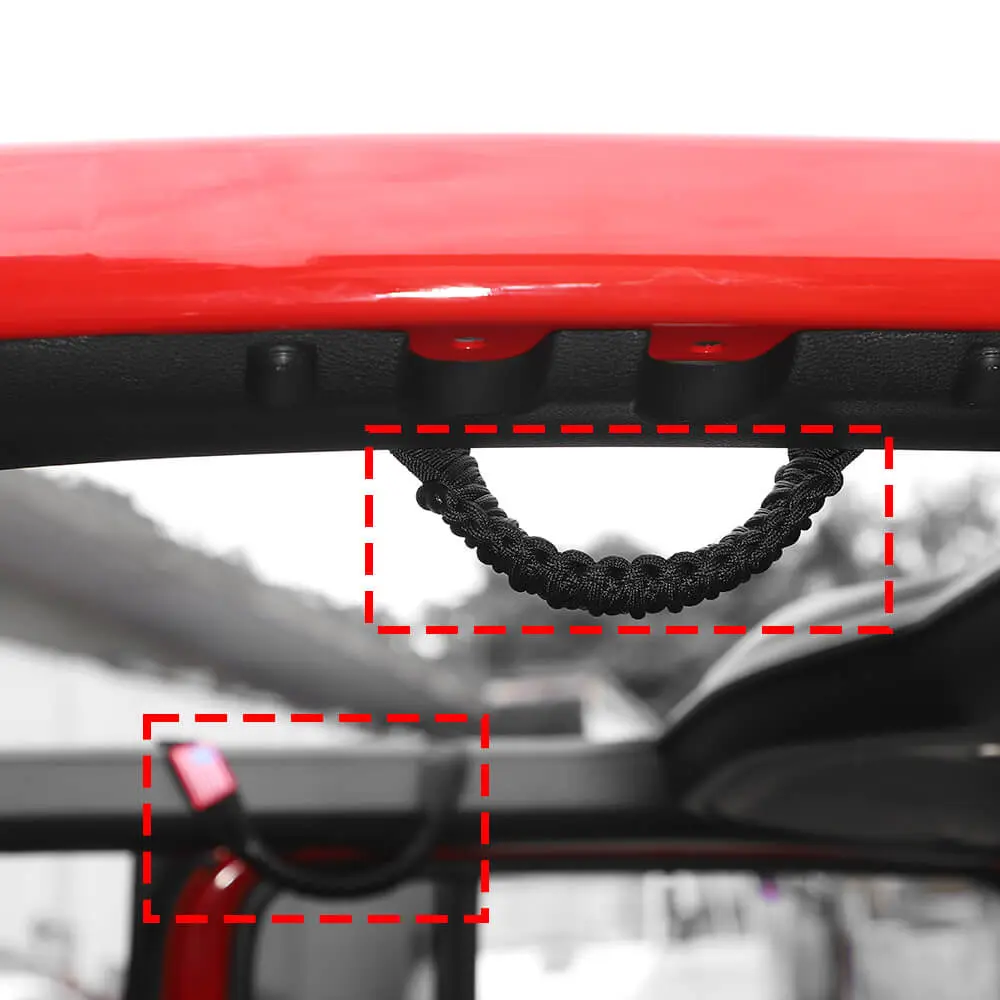 For 2024+ Jeep Wrangler JL/Gladiator JT 2 x Roll Bar Roof Top Paracord Grab Handles Grip US Flag - Image 4