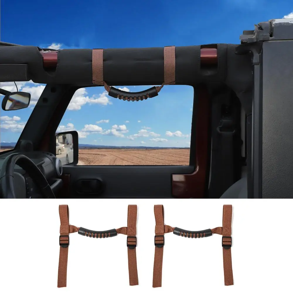 For Jeep Wrangler TJ JK JL JT 2-Door 2 x Top Roll Bar Grab Handles Grip - Image 14