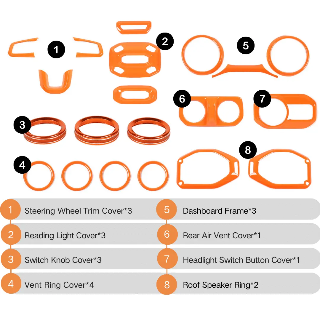 For 2018-2023 Jeep Wrangler JL JLU Gladiator JT 20PCS Full Set Interior Cover Trim Kit - Image 6