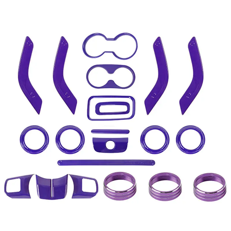 For 2011-2018 Jeep Wrangler JKU 4Door 21PCS Interior Decoration Trim Kit Full Set Cover - Image 14