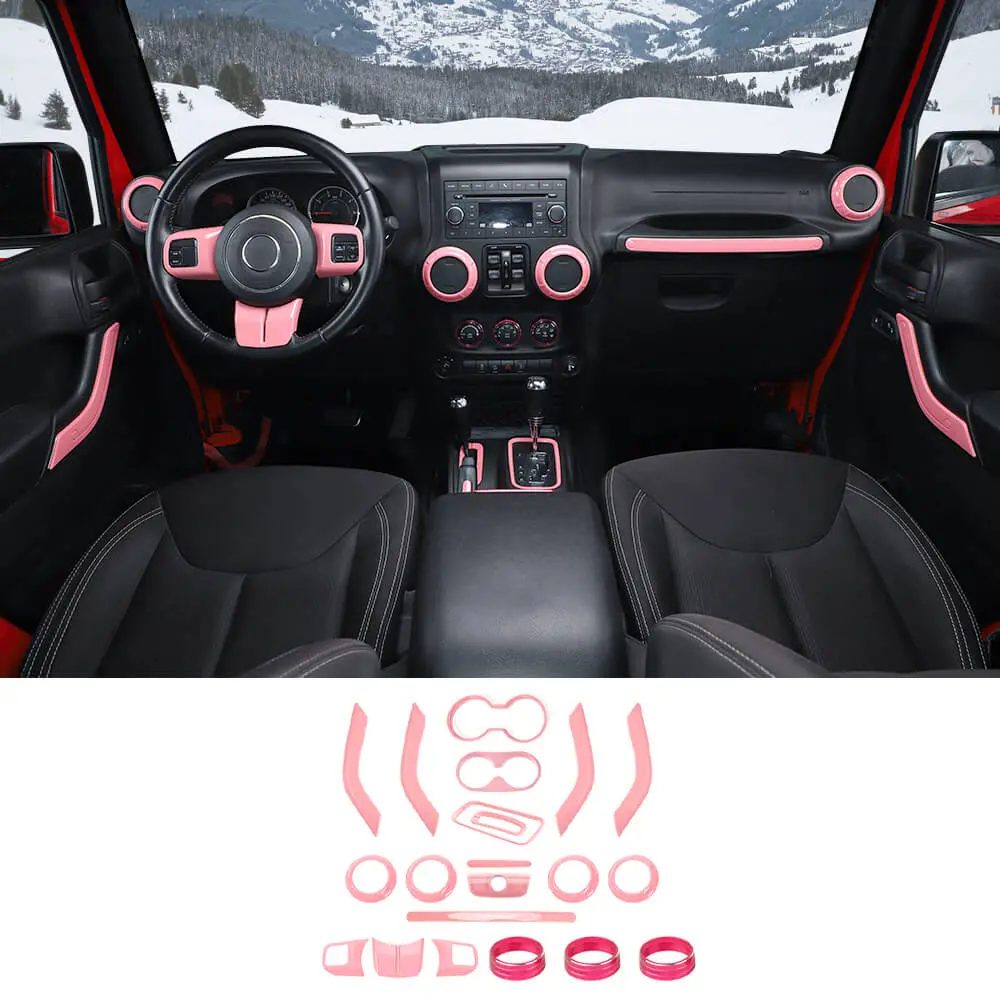 For 2011-2018 Jeep Wrangler JKU 4Door 21PCS Interior Decoration Trim Kit Full Set Cover - Image 15