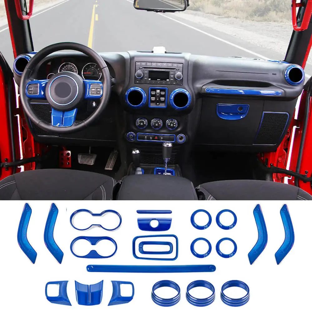 For 2011-2018 Jeep Wrangler JKU 4Door 21PCS Interior Decoration Trim Kit Full Set Cover - Image 16