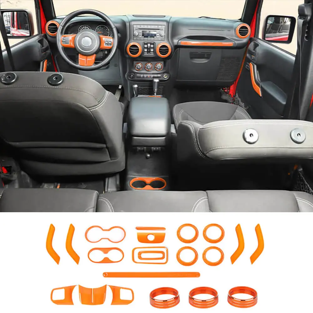 For 2011-2018 Jeep Wrangler JKU 4Door 21PCS Interior Decoration Trim Kit Full Set Cover - Image 18