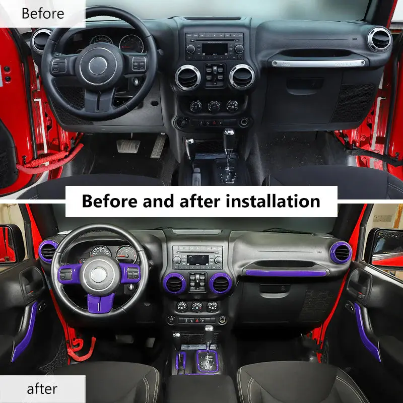 For 2011-2018 Jeep Wrangler JKU 4Door 21PCS Interior Decoration Trim Kit Full Set Cover - Image 3