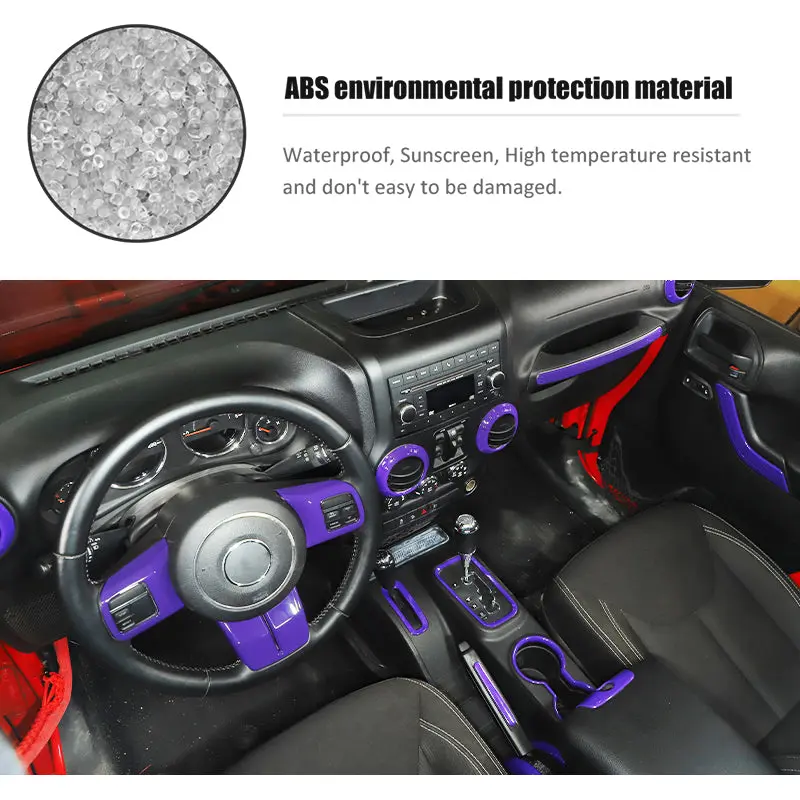 For 2011-2018 Jeep Wrangler JKU 4Door 21PCS Interior Decoration Trim Kit Full Set Cover - Image 7