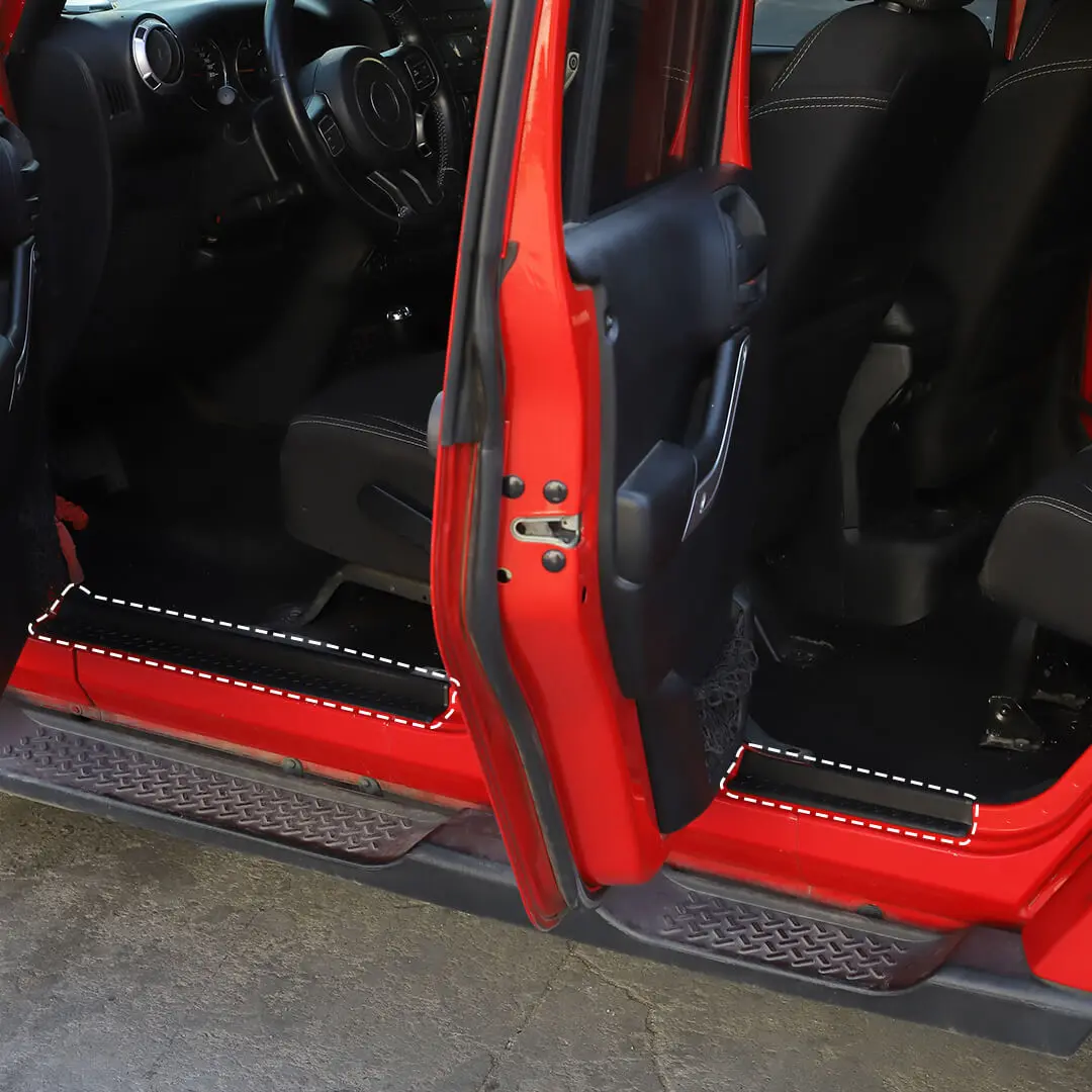 For 2007-2018 Jeep Wrangler JK Front & Rear Door Sill Plate Threshold Guards (Protectors Door Entry Cover) - Image 6