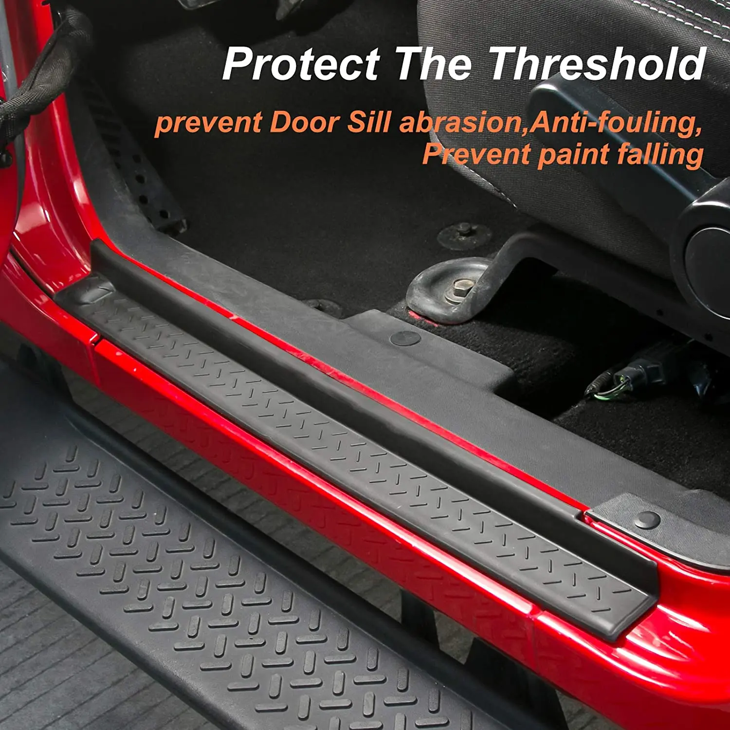 For 2007-2018 Jeep Wrangler JK Front & Rear Door Sill Plate Threshold Guards (Protectors Door Entry Cover) - Image 7