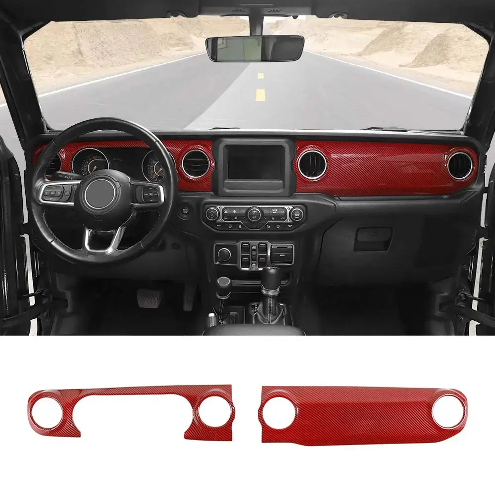 For 2018-2023 Jeep Wrangler JL JLU / Gladiator JT 2PCS Center Console Dashboard Trim Cover – Interior Panel Accent - Image 16