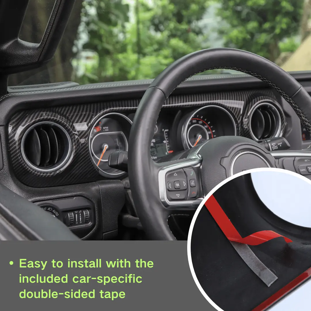 For 2018-2023 Jeep Wrangler JL JLU / Gladiator JT 2PCS Center Console Dashboard Trim Cover – Interior Panel Accent - Image 4
