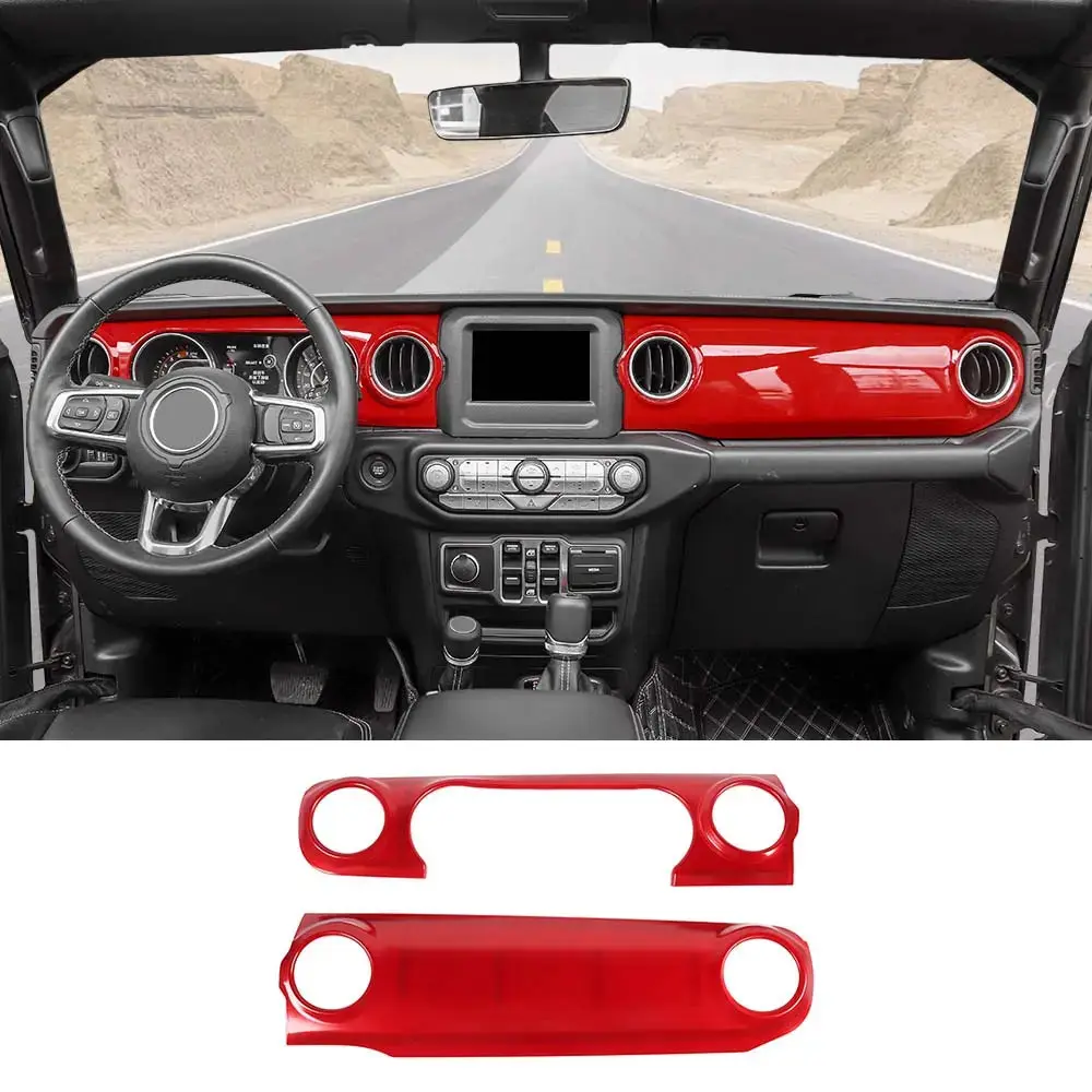 For 2018-2023 Jeep Wrangler JL JLU / Gladiator JT 2PCS Center Console Dashboard Trim Cover – Interior Panel Accent - Image 7