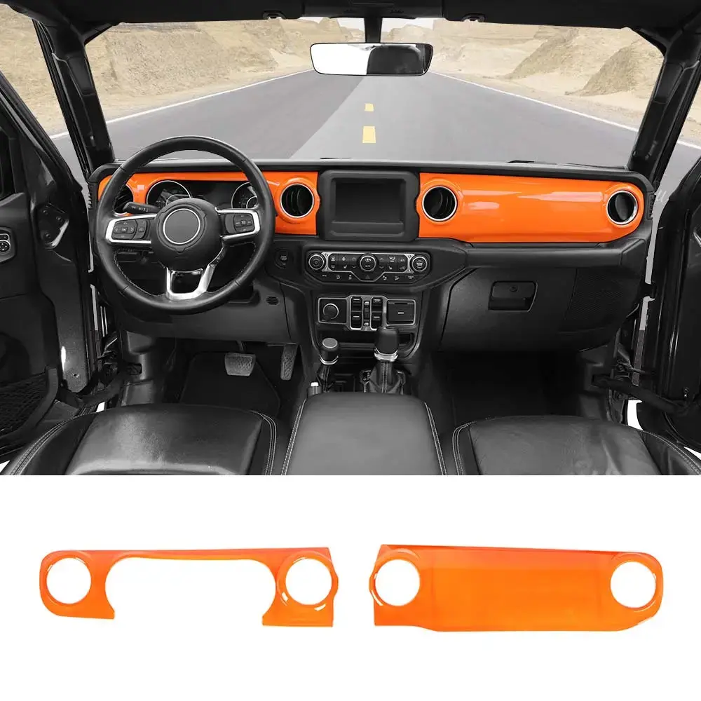 For 2018-2023 Jeep Wrangler JL JLU / Gladiator JT 2PCS Center Console Dashboard Trim Cover – Interior Panel Accent - Image 9