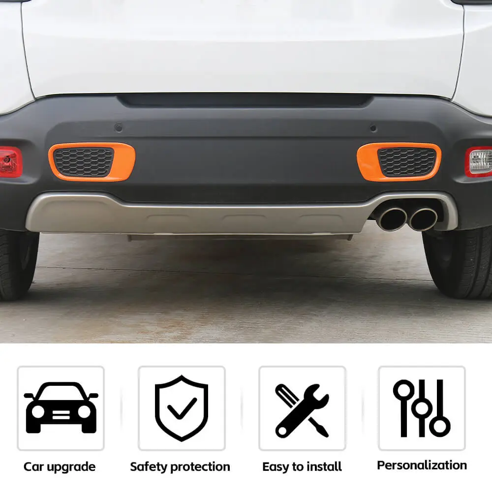 For 2015+ Jeep Renegade 2PCS Rear Bumper Trailer Hook Cover Trim - Image 4