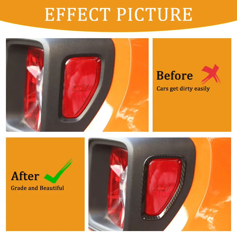 For 2015+ Jeep Renegade 2PCS Rear Tail Light Bezels Frame Trim - Image 2