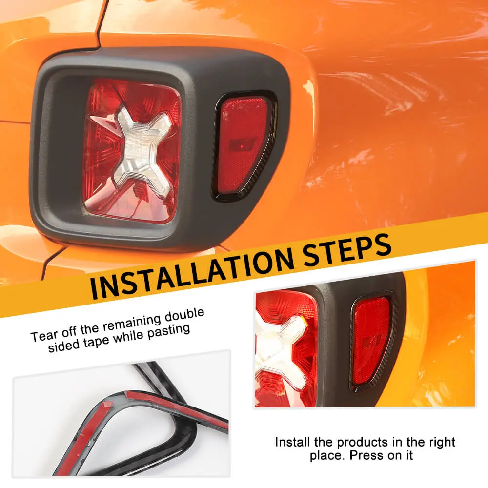For 2015+ Jeep Renegade 2PCS Rear Tail Light Bezels Frame Trim - Image 5