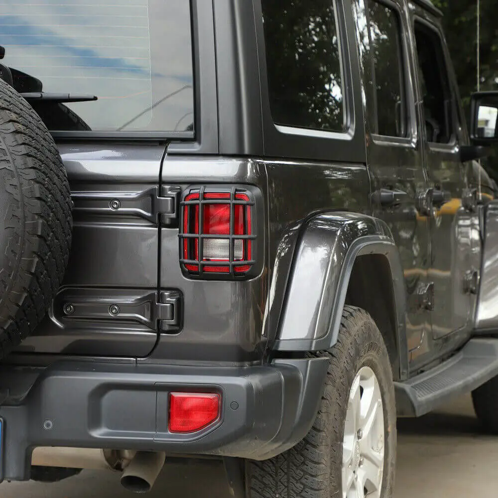 For 2018+ Jeep Wrangler JL 2PCS Rear Tail Light Lamp Guard Trim Protector - Image 7