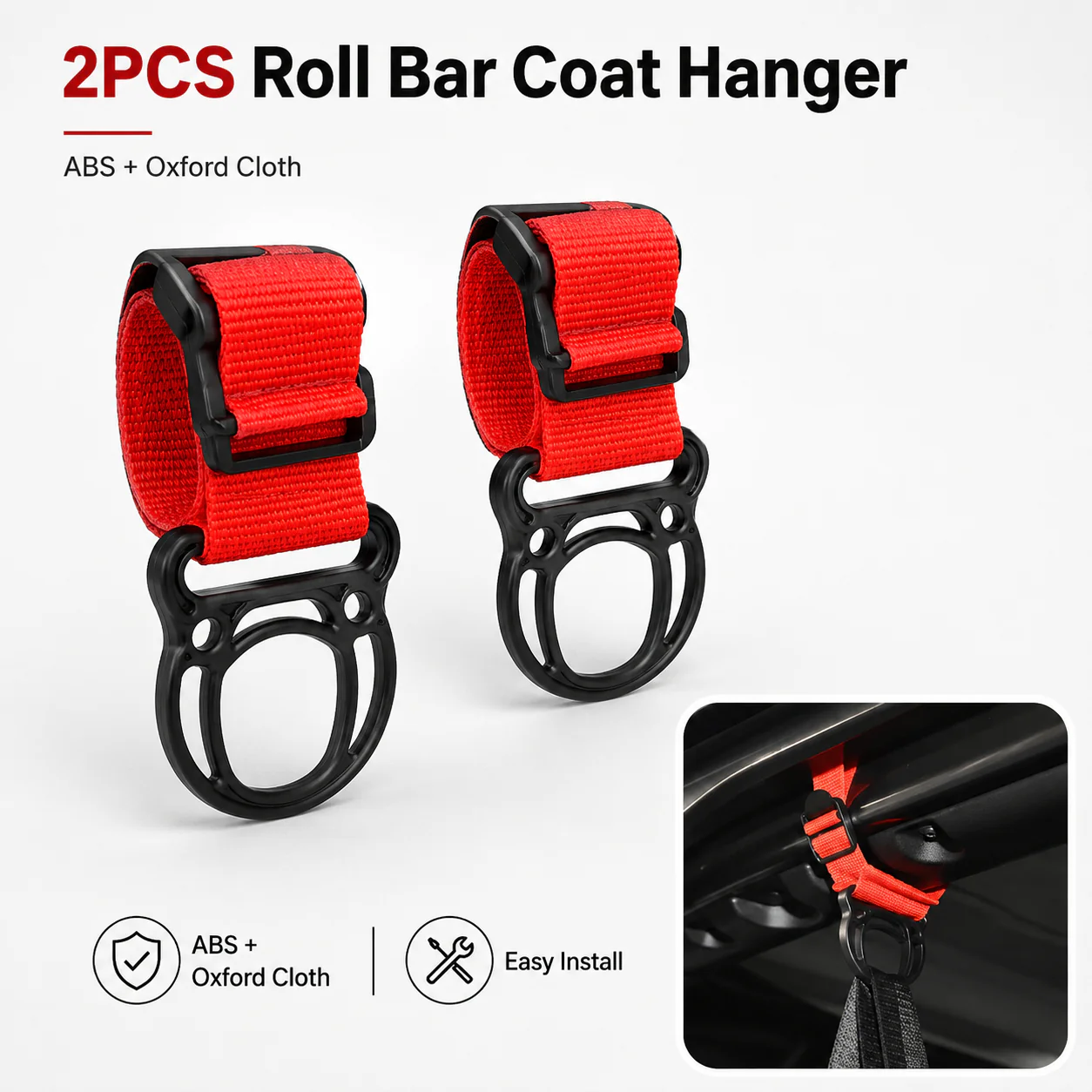 For Jeep Universal 2PCS Roll Bar Coat Hanger Clothes Hook - Image 3