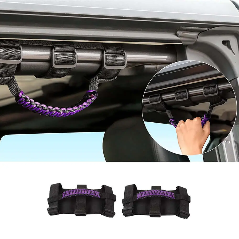 For Jeep Wrangler JL JK TJ YJ & Gladiator JT Roll Bar Grab Handles Paracord Grip Handle 2PCS - Image 19
