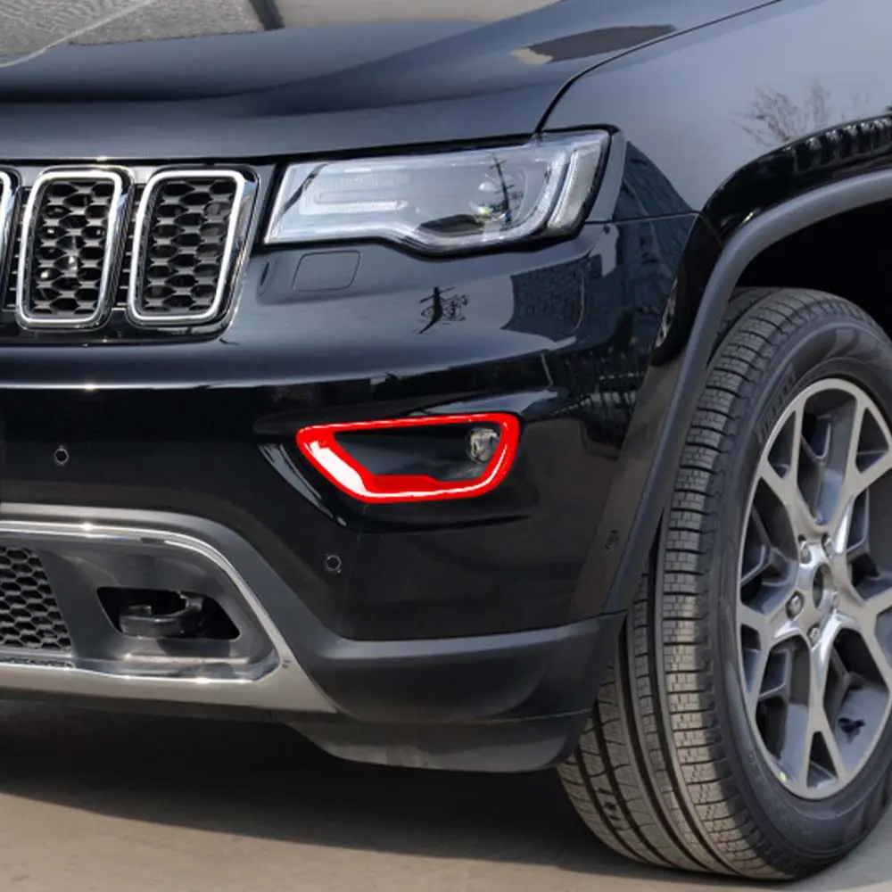 For 2017-2021 Jeep Grand Cherokee WK2 2x Front Fog Light Lamp Bezels Trim - Image 4