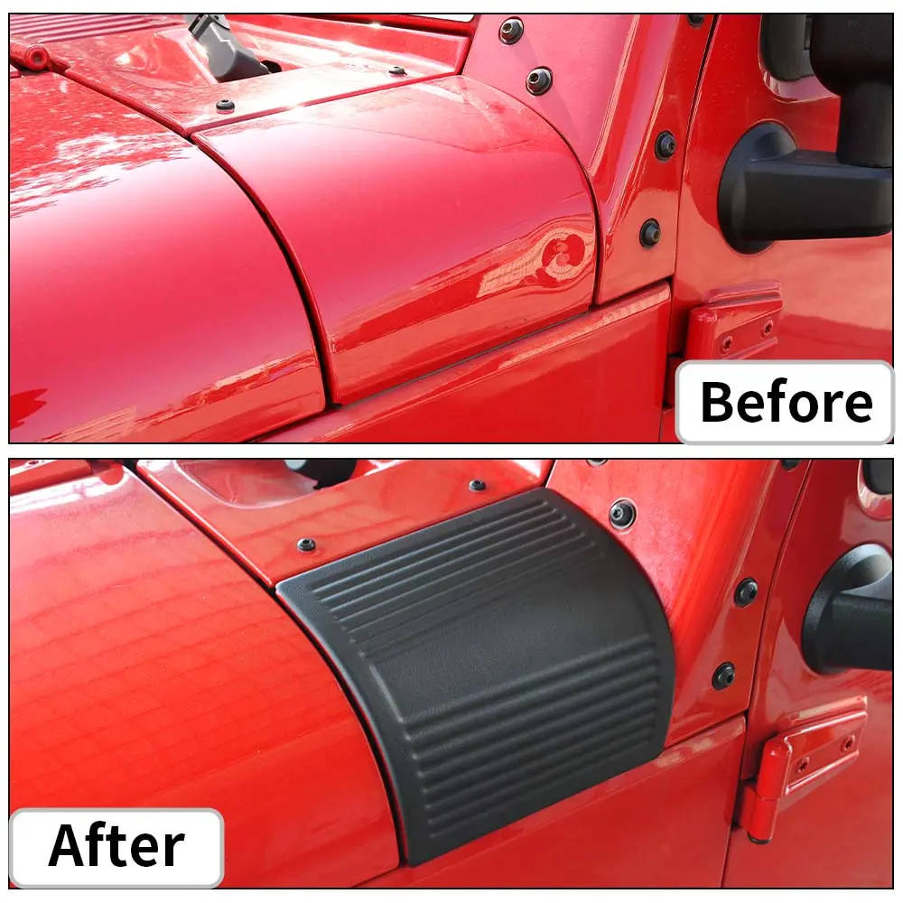 For 2007-2018 Jeep Wrangler JK 2X Hood Cowl Body Armor Cover Corner Guards Trim - Image 2