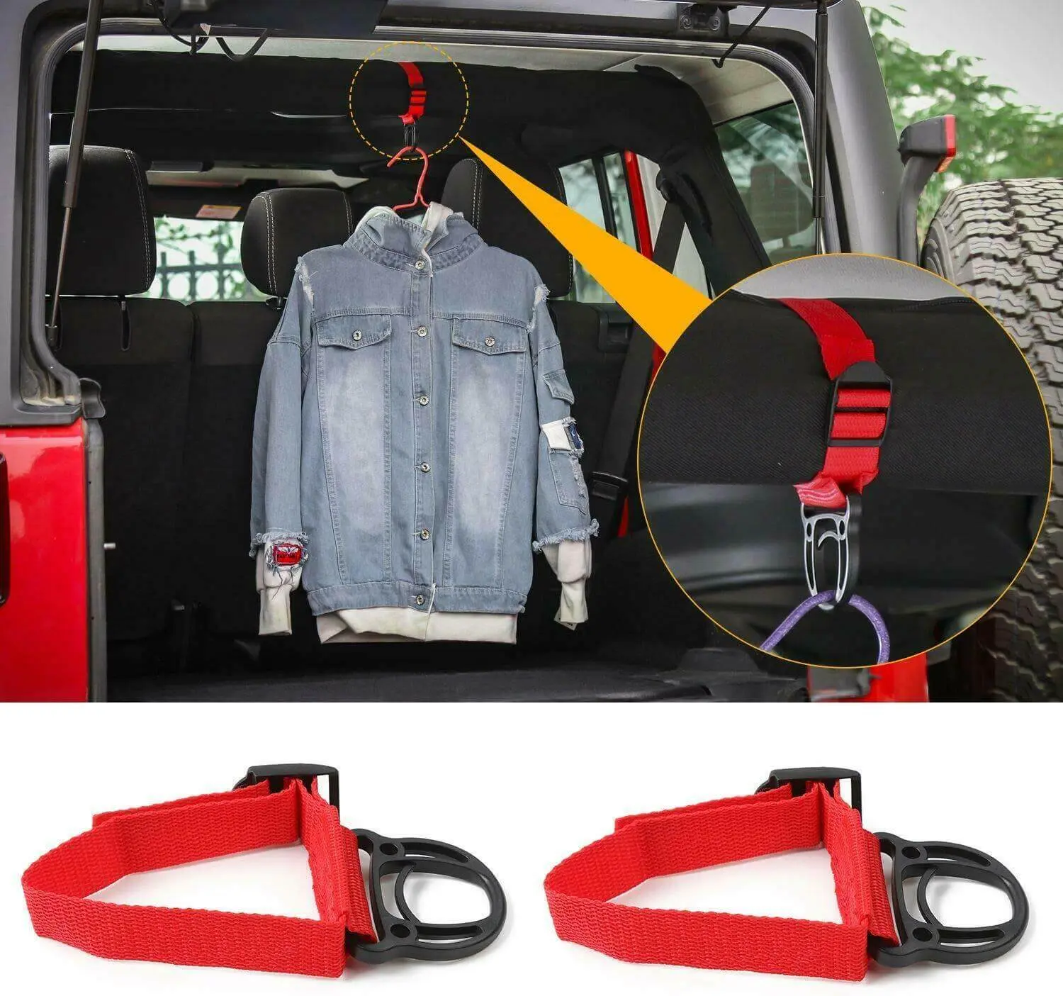 For Jeep Wrangler TJ JK JKU JL JLU 37.5CM Roll Bar Coat Hanger Clothes Hook - Image 3
