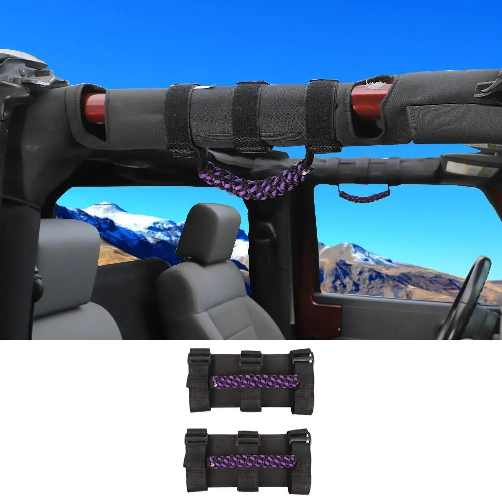 For Jeep Wrangler JL JT JK YJ TJ 2X Roll Bar Grab Handle Top Paracord Grip Handle Wide Style