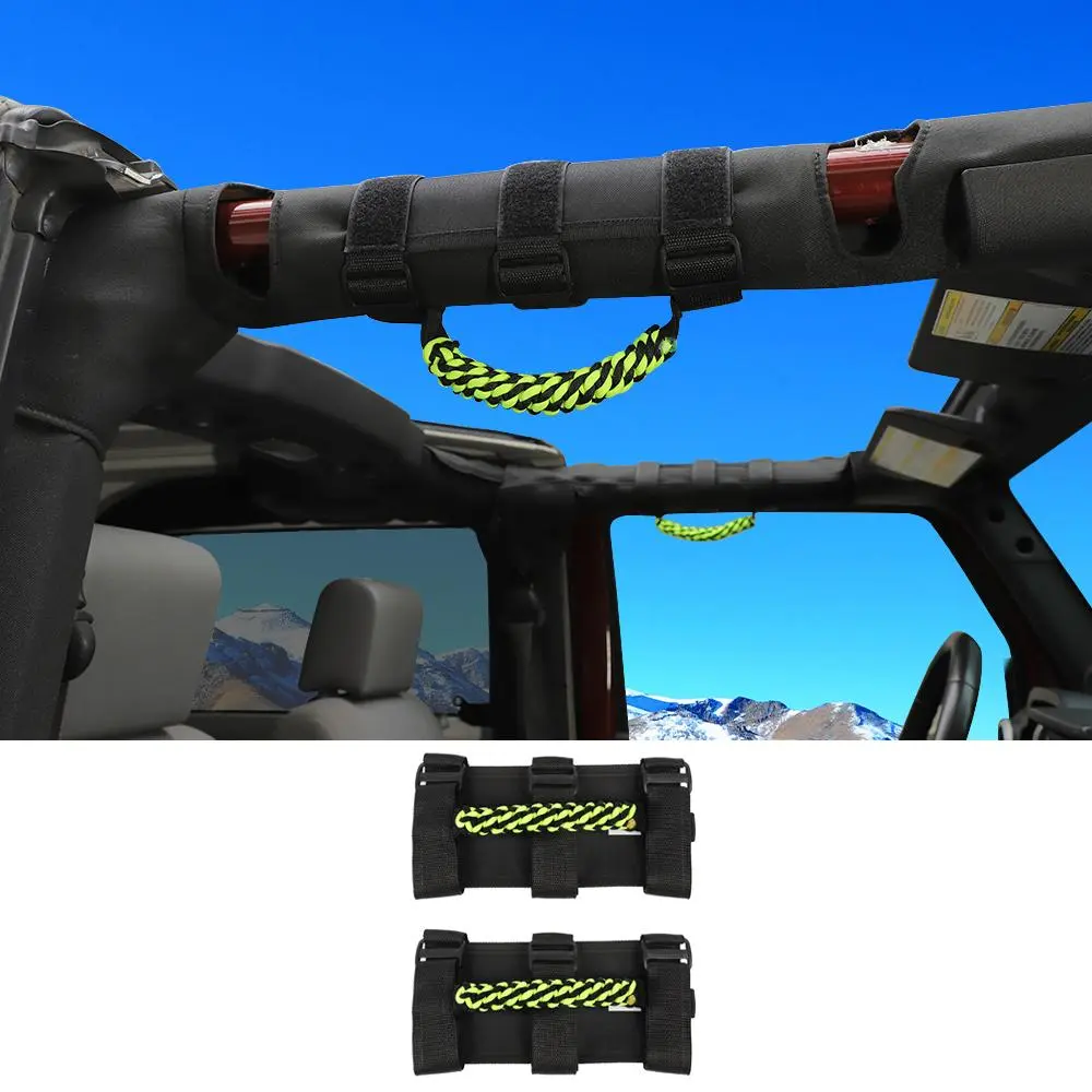 For Jeep Wrangler JL JT JK YJ TJ 2X Roll Bar Grab Handle Top Paracord Grip Handle Wide Style - Image 10