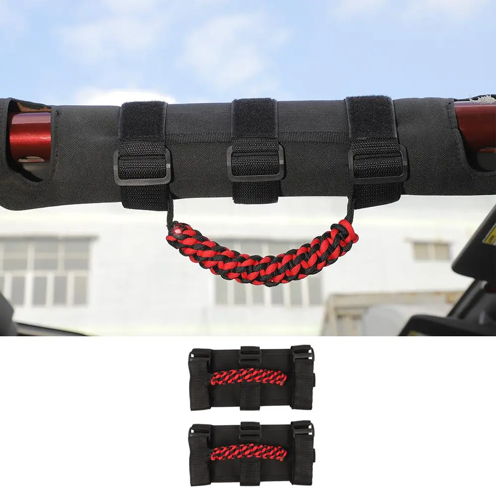 For Jeep Wrangler JL JT JK YJ TJ 2X Roll Bar Grab Handle Top Paracord Grip Handle Wide Style - Image 14